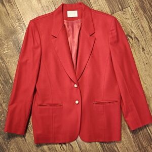 Pendleton Wool Blazer Women's 14 Gold Button‎ Red Business Casual Preppy Holiday